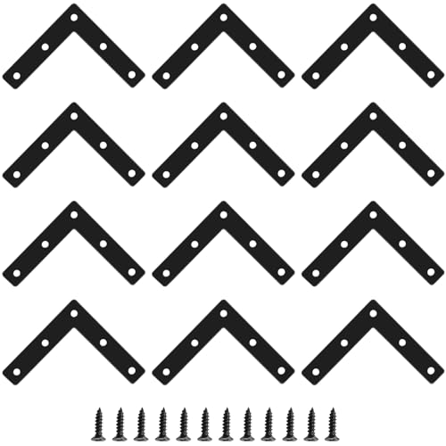 L-Shape Corner Brace Brackets, 3.15" x 0.62", 12 Pcs, Black - size: 3.15", style: L-Shape