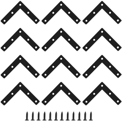 L-Shape Corner Brace Brackets, 3.15" x 0.62", 12 Pcs, Black - size: 3.15", style: L-Shape