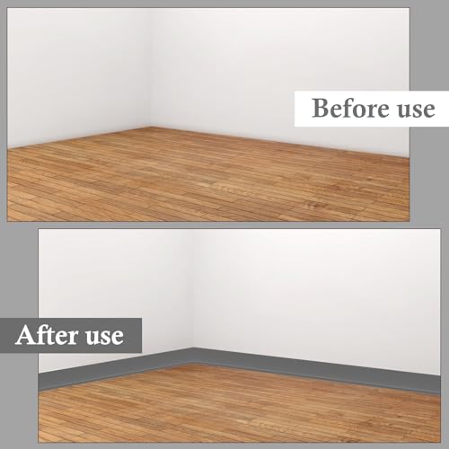 Peel and Stick Baseboard Trim 4" x 20 ft, Vinyl Baseboard Molding Gray - color: Gray, size: 4in x 20ft
