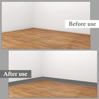 Peel and Stick Baseboard Trim 4" x 20 ft, Vinyl Baseboard Molding Gray - color: Gray, size: 4in x 20ft