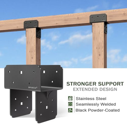 2Pack Post Tie Bracket Stainless Steel Beam Connector 6x6(Actual 5.5"x5.5") Wood Post to Beam Supporting Bracket Base Anchor, Black - size: P6x6-B(6x6/6x8), style: 2Pack