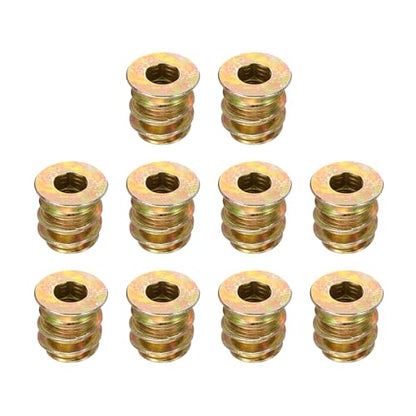 uxcell Wood Furniture M4x10mm Threaded Insert Nuts Interface Hex Socket Drive 20pcs - size: M4x10mm