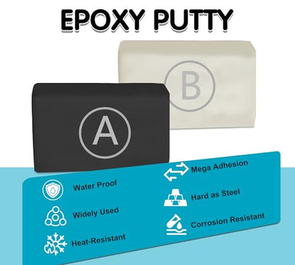 Epoxy Putty Black, 12oz / 340g 2‑Part Multipurpose Fast‑Repair Clay - color: Black
