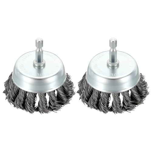 DTGN 2 Pcs 3 Inch Wire Wheel Cup Brush for Drill with 1/4 Inch Hex Shank