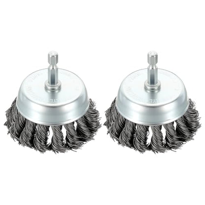 DTGN 2 Pcs 3 Inch Wire Wheel Cup Brush for Drill with 1/4 Inch Hex Shank