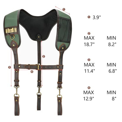 Canvas Tool Rig Belt Bag with Suspenders for Carpenter Framers Electricians