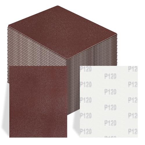 100 PCS 1/4 Sheet Sandpaper for Palm Sander 4.5" x 5.5" Sandpaper Sheets 120 Grit Hook and Loop Sandpaper Aluminum Oxide 1/4 Sandpaper Sheets Sanding Blocks for Metal, Woodworking (120 Grit) - size: 120 Grit