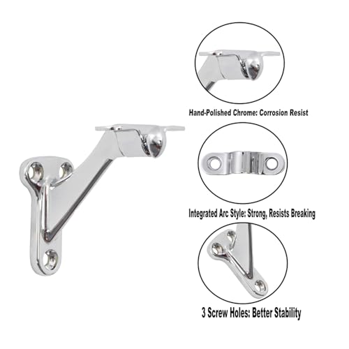 Triumph Hardware,3 Pack,3" Heavy Duty Handrail Bracket Polished Chrome,Stair Railing Bracket - color: Polished Chrome
