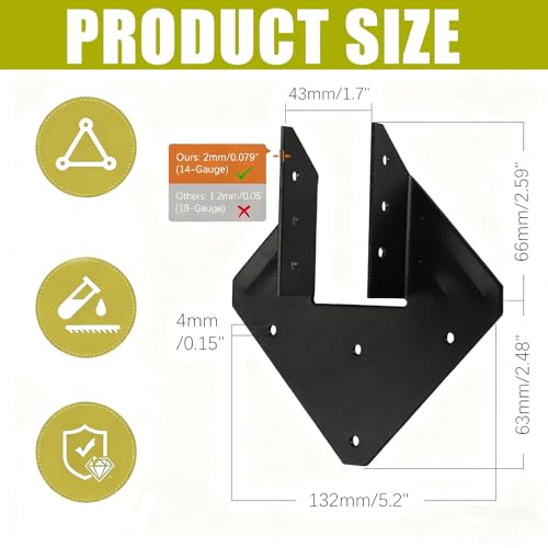25 PCS Stronger Hurricane Ties for Rafters,14-Gauge(2mm),for 2x4/2x6 Rafter