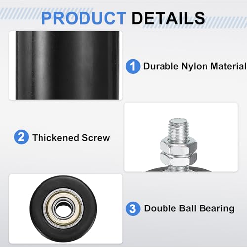 uxcell 2Pcs Slide Gate Guide Roller 1.7" Nylon Roller Gate Support Assembly - color: Black, size: 1.7"