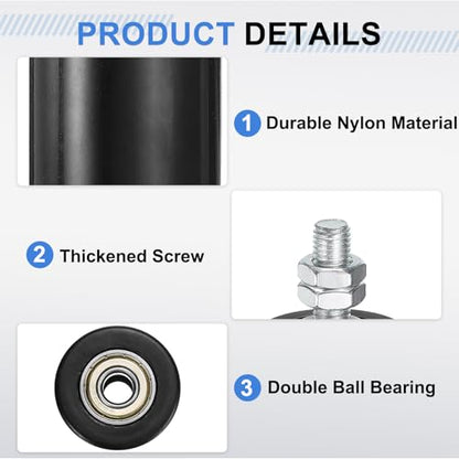 uxcell 2Pcs Slide Gate Guide Roller 1.7" Nylon Roller Gate Support Assembly - color: Black, size: 1.7"