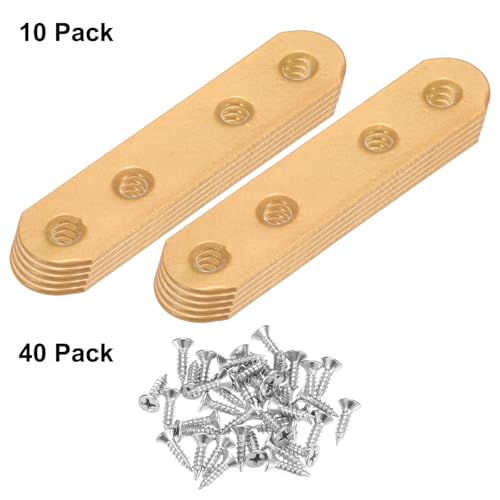 M METERXITY 10-Pack Flat Straight Brackets 2.95x0.71in, Gold - color: Gold, size: 75mm