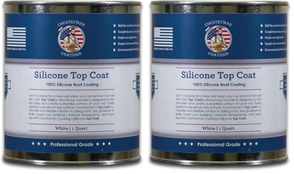 Countryman Coatings - 100% Silicone Roof Coating Restore Your Roof in a Day Seal Leaks, Cracks, Seams, Penetrations Adheres to All Surfaces (1 Quart, White) (Pack of 2) - color: White, size: 1 Quart (Pack of 2)