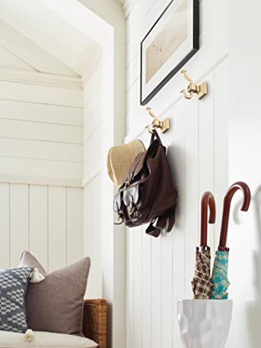 Amerock Mulholland Double Prong Champagne Bronze Wall-Mounted Hook - color: Champagne Bronze, size: Robe Hook