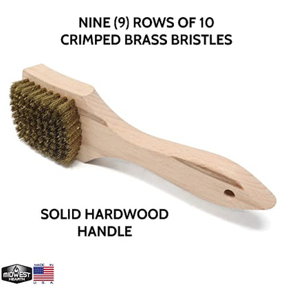 Brass Wire Scrub Brush, Large 9-in Hardwood Handle, Made in USA - size: 9-Inch Long