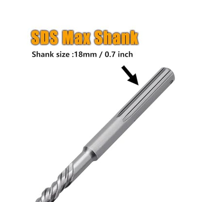3/4" x 31.5" SDS Max Rotary Hammer Drill Bit, Carbide Tipped Concrete Bit - size: 3/4 in x 31.5 in