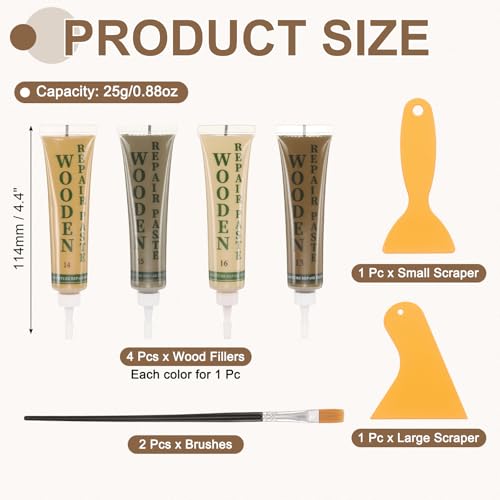 uxcell Wood Repair Kit 4 Color 0.88oz Wood Fillers Furniture Repair Kit - color: Light Walnut, Natural Wood, Grey Oak, Natural Cherry