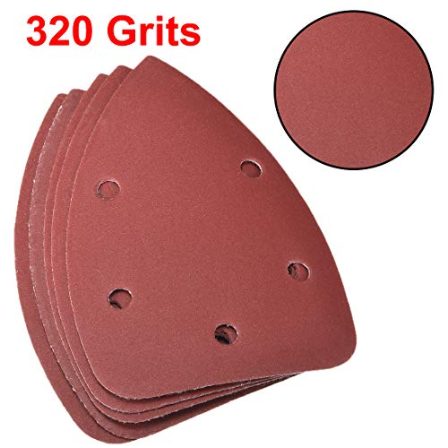 uxcell Detail Sander Sandpaper, Triangular Sanding Paper, Hook and Loop Sanding Pads, Triangle Oscillating Multi Tool, 320 Grits 5 Holes, 10pcs - size: 320 Grits