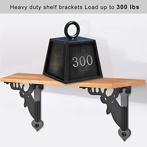 SELEWARE 2 Pack 12" Heavy Duty Shelf Brackets, Deer Decorative L Brackets - size: 12 Inch, style: Deer-2 pack