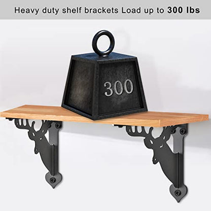SELEWARE 2 Pack 12" Heavy Duty Shelf Brackets, Deer Decorative L Brackets - size: 12 Inch, style: Deer-2 pack
