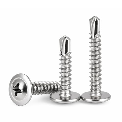 #8 x 1-1/4 (200 Pack) Sheet Metal Screws, 410 Stainless Steel Truss Head Self-Tapping Screws for Metal, Plastic & Wood, Phillips Drive, High Strength Self Drilling Screws - size: #8 x 1-1/4