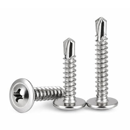#8 x 1-1/4 (200 Pack) Sheet Metal Screws, 410 Stainless Steel Truss Head Self-Tapping Screws for Metal, Plastic & Wood, Phillips Drive, High Strength Self Drilling Screws - size: #8 x 1-1/4