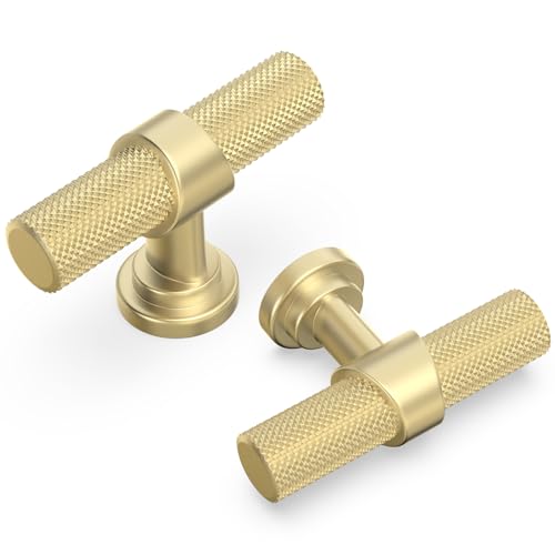 10 Pack Cabinet knurled Knobs Brushed Gold Kitchen Cabinet Knobs Aluminum and Zinc Alloy Drawer Pulls Solid Cabinet Hardware - color: Brushed Gold, size: 1.38'' Diameter(35mm)