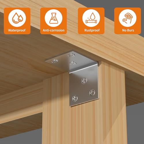20Pcs Stainless Steel Angle Bracket 2In Heavy Duty Corner Brackets for Wood - size: 20 Pack