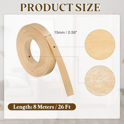 uxcell 5/8 Inch x 26ft Wood Veneer Edge Banding, Pre-Glued Flexible Birch Edging Strips, Iron on with Hot Melt Adhesive Wood Tape for Cabinet Repair and Furniture Restoration - size: 5/8 Inch x 26ft