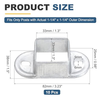 uxcell 10 Pack Square Post Flange Base, Fits 1.3x1.3 Square Tube Galvanized Steel Wall Mount Rail End Bracket Square Base Connector for Deck Fence Railing Handrail Mounting - size: 1-1/4" x 1-1/4"