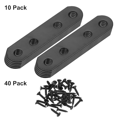 M METERXITY 10-Pack Flat Straight Brackets 2.95x0.71in, Black - color: Black, size: 75mm