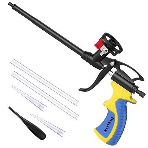 Preciva Foam Gun with Valve, Professional Foaming Gun PU Expanding Caulking Gun Insulation for Caulking, Filling, Sealing - color: Blue