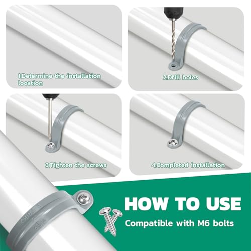 OURU 1 Inch PVC Pipe Straps, 2-Hole Plastic Conduit Clamp, 16PCS - size: 1"