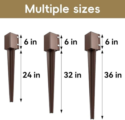 Thealyn Heavy Duty Metal Fence Post Anchor 24 Inch, 4"x4" Ground Spike - size: 24 Inch