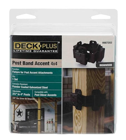 Deck Plus Ironwood Post Band Accent, 4in x 4in, 1 Set, Black