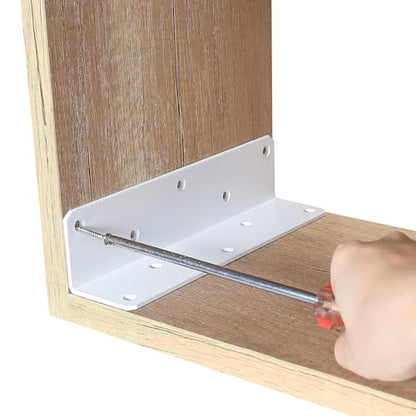 8" x 2" x 2" L Brackets Heavy Duty, Large Iron Corner Bracket Metal Joint, Thickness 3mm Including Screws, for Wooden Bookshelf Furniture Cabinet (White-4PCS) - size: 8" x 2" x 2" - 4pcs - White