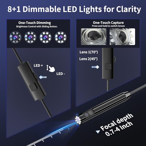 Endoscope Camera with Light, 1920P HD Borescope Inspection Camera - size: 16.4ft, style: Dual Lens