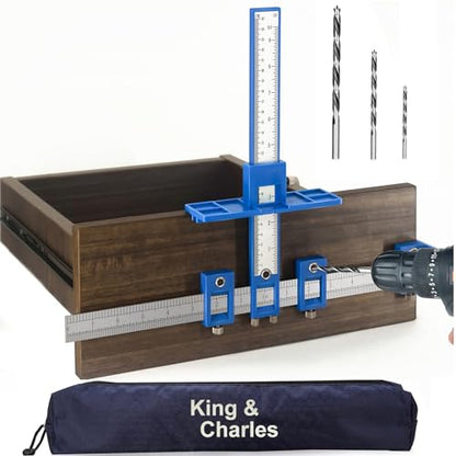 King&Charles Cabinet Hardware Jig&3pcs Point Wood Drill Bits - style: ORIGINAL-ABS