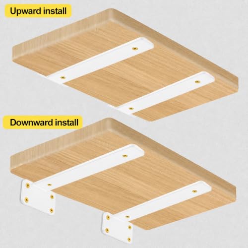 2 Pack - 11 inch White Hidden L Shelf Bracket (1/5 Inch Thicked) Iron Floating Shelf Brackets Rustic Industrial Metal Brackets for Shelf Support - size: 11 Inch, style: White 2 Pack