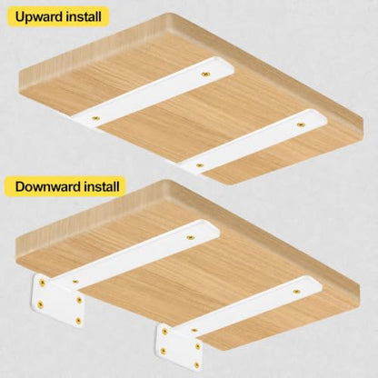 2 Pack - 10 inch White Hidden L Shelf Bracket (1/5 Inch Thicked) Iron Floating Shelf Brackets Rustic Industrial Metal Brackets for Shelf Support - size: 10 Inch, style: White 2 Pack