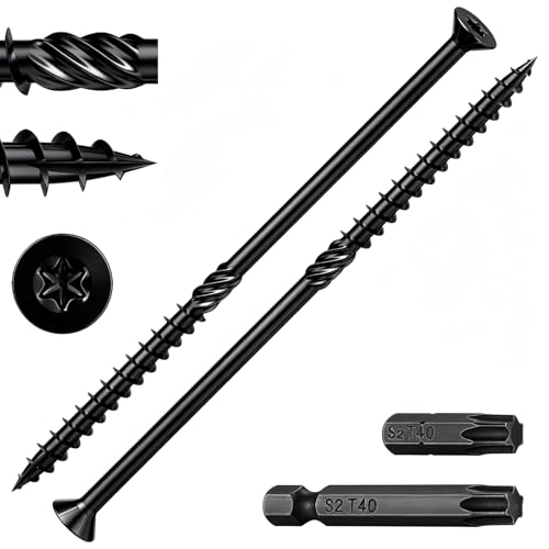 Wensilon 5/16 * 8" Black Deck Screws 20pcs 2lbs 8x200mm Lag Screws - color: Black, size: 5/16*8"