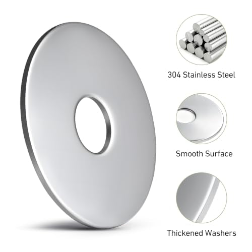 60PCS 1/8" x1" Fender Washers, 304 Stainless Steel 18-8, 1/8" ID x 1" OD Hardware Flat Washers for Screws Bolts - color: Silver, size: Fender 1/8(#6)x1"
