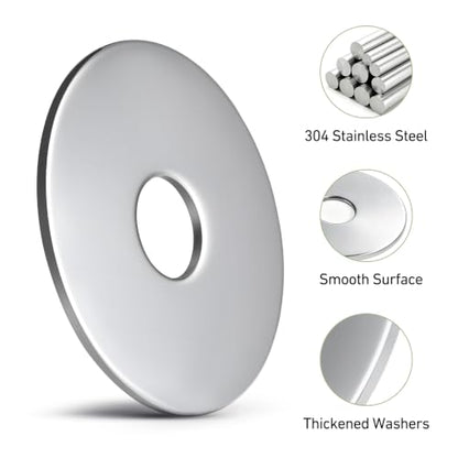 60PCS 1/8" x1" Fender Washers, 304 Stainless Steel 18-8, 1/8" ID x 1" OD Hardware Flat Washers for Screws Bolts - color: Silver, size: Fender 1/8(#6)x1"