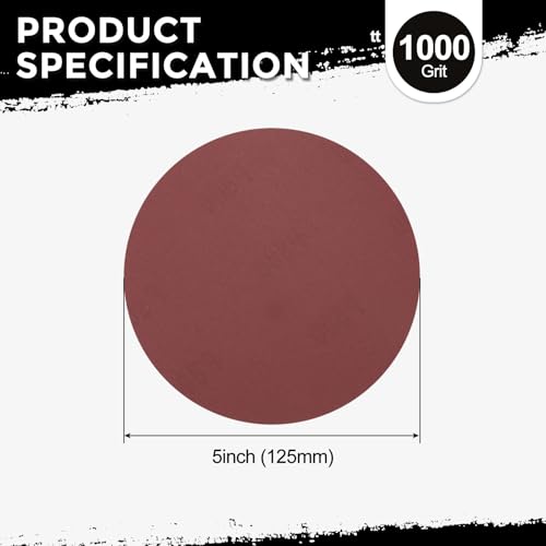 10Pcs Sanding Discs 5Inch 1000Grit Hook and Loop Sandpapers Red - size: 5 Inch(1000 Grit)
