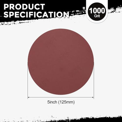 10Pcs Sanding Discs 5Inch 1000Grit Hook and Loop Sandpapers Red - size: 5 Inch(1000 Grit)