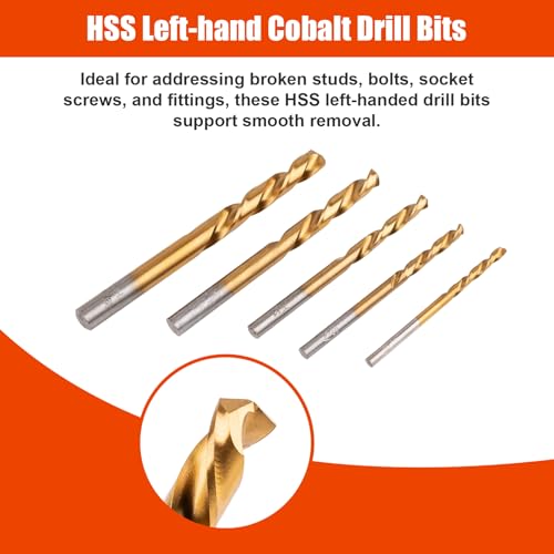 10-Piece Screw Extractor Left-Hand Drill Bit Set Spiral Flutes
