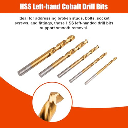 10-Piece Screw Extractor Left-Hand Drill Bit Set Spiral Flutes