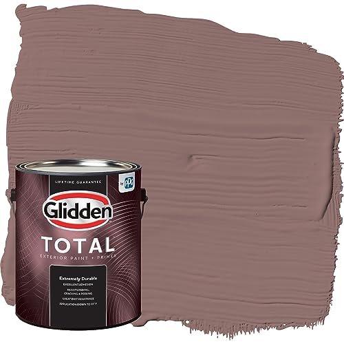 Glidden Total Exterior Paint & Primer All-in-One, Oakwood Brown/Red, Semi-Gloss, 1 Gallon - color: Oakwood Brown, size: 128 Fl Oz (Pack of 1)