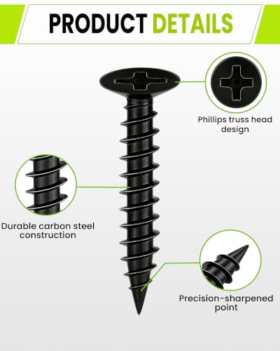 100pcs #6 X 3/4"",Black Wood Screws,Flat Head Screw,Small Screw,Black Screw - color: M3.5, size: #6 x 3/4" 100pcs