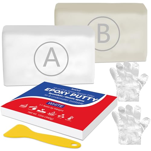 Epoxy Putty White, 12oz / 340g 2‑Part Pool & Plumbing Repair Clay - color: White